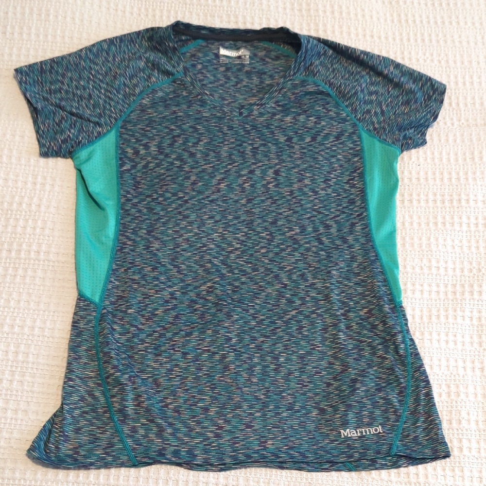 Marmot Teal and Blue Athletic Tee